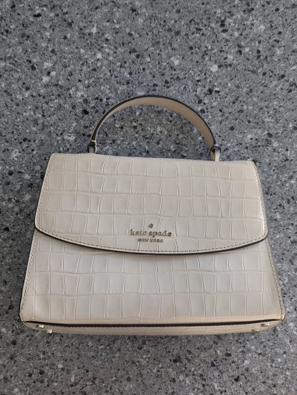 Kate Spade Darcy Croc-Embossed Leather Top Handle Satchel In Bare